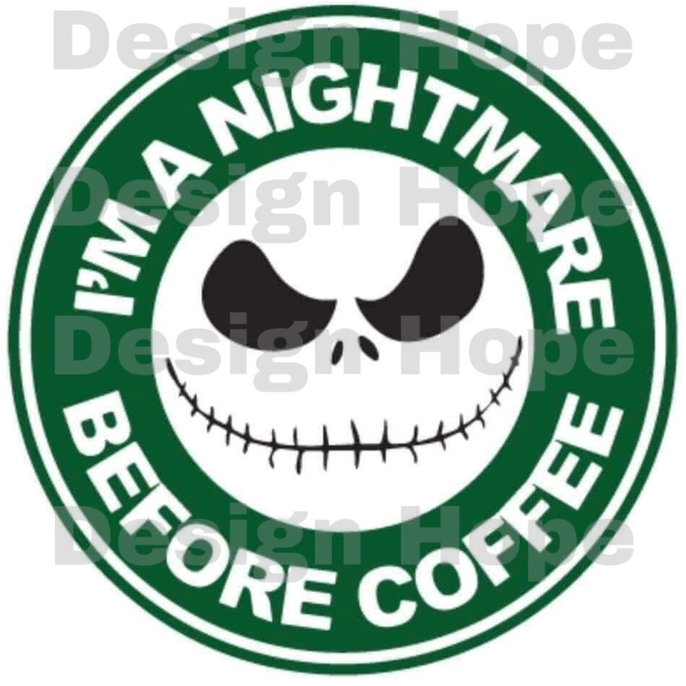 Nightmare before coffee decal 4”